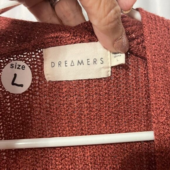 Dreamers Rust Open Front Pocket Cardigan Sweater Women’s Size L Cozy Knit Longli - Picture 6 of 6